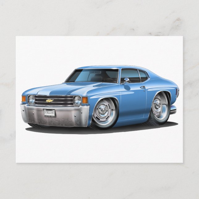 1971-72 Chevelle Lt Blue Car Postkarte (Vorderseite)