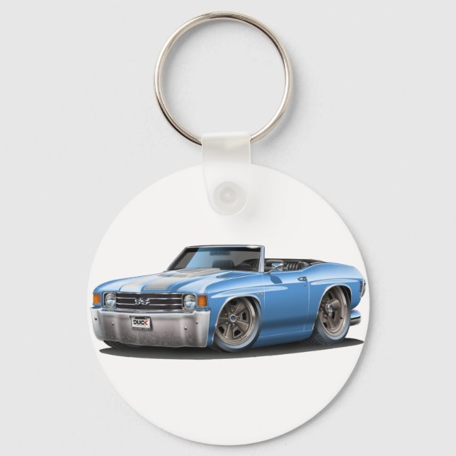 1971-72 Chevelle Lt Blue-White Convertible Schlüsselanhänger (Vorderseite)