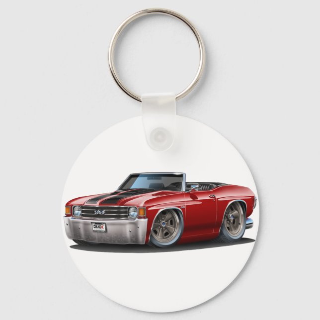 1971-72 Chevelle Maroon-Black Convertible Schlüsselanhänger (Vorderseite)