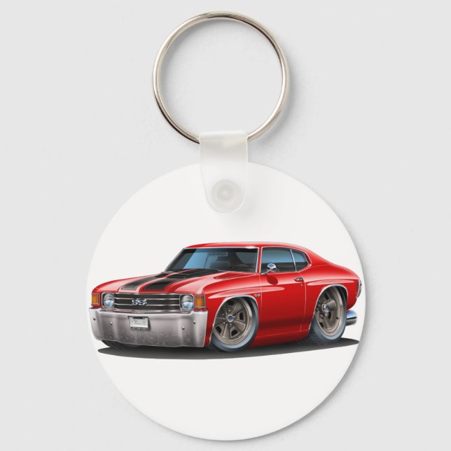 1971-72 Chevelle Red-Black Car Schlüsselanhänger (Vorderseite)