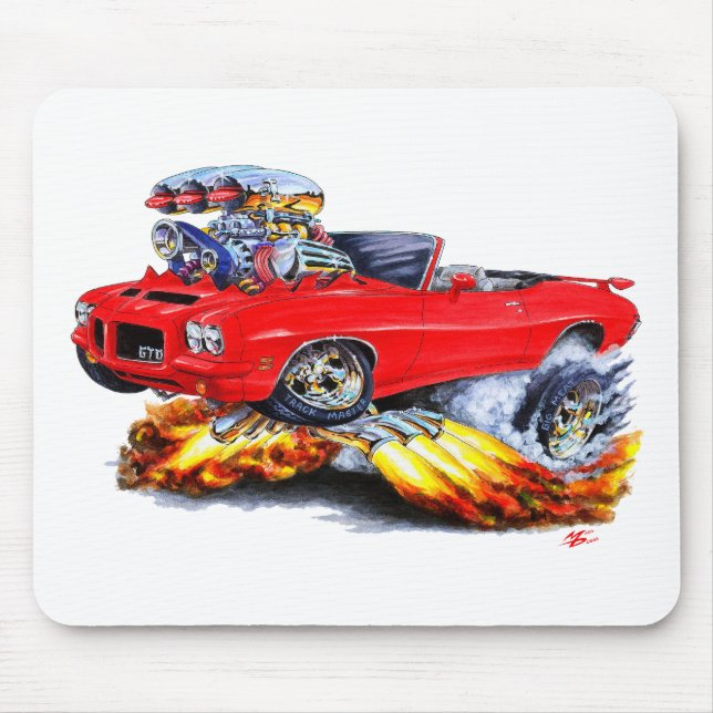 1971-72 GTO rotes Kabriolett Mousepad (Vorne)