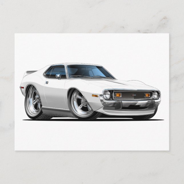 1971-72 Javelin White Car Postkarte (Vorderseite)