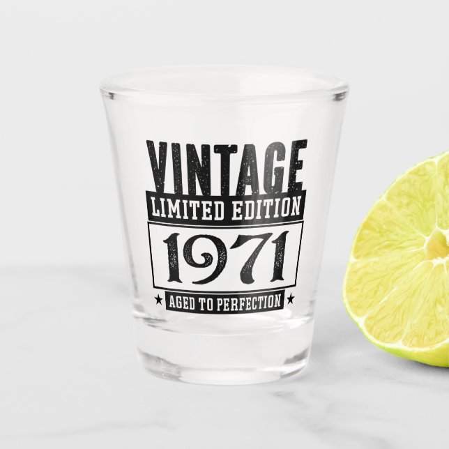 1971 Geburtstag vollendet Schnapsglas (Vorderseite)