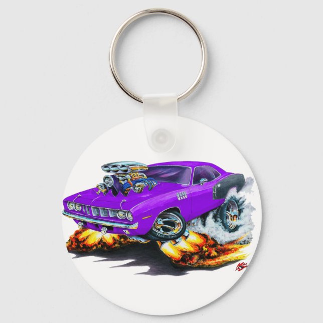 1971 Hemi Cuda Lila Car Schlüsselanhänger (Vorderseite)