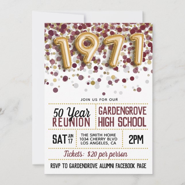 1971 High School Uni Wiedersehen Einladung (Vorderseite)