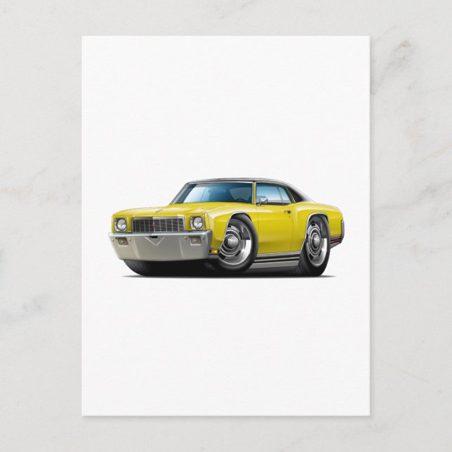 1971 Monte Carlo Gelb-Schwarz Top Car Postkarte (Vorderseite)