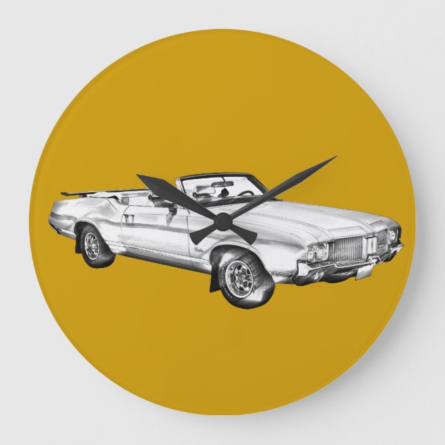 1971 Oldsmobile Cutlass Supreme Car Illustration Große Wanduhr (Vorderseite)