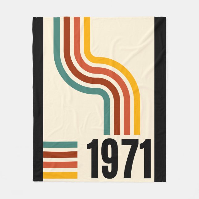 1971 Retro Stripe Rainbow 54. Geburtstag Fleecedecke (Vorderseite)