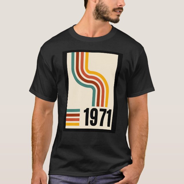 1971 Retro Stripe Rainbow 54. Geburtstag T-Shirt (Vorderseite)