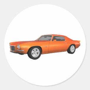 1972 Camaro: Muskelwagen: Orange Fertig: Runder Aufkleber