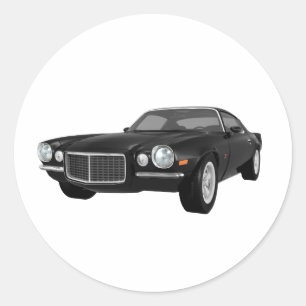 1972 Camaro Z28: Muskelwagen: Schwarze Finish Runder Aufkleber