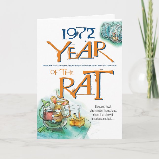 1972 Chinese Zodiac Rat Funny Birthday Karte (Vorderseite)