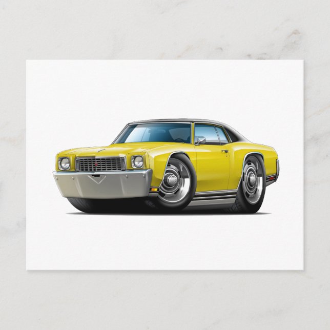 1972 Monte Carlo Gelb-Schwarz Top Car Postkarte (Vorderseite)