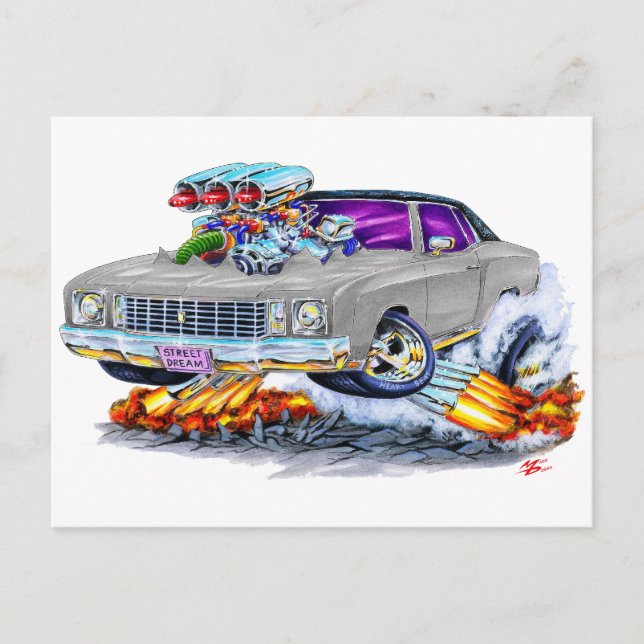 1972 Monte Carlo Gray Car Postkarte (Vorderseite)