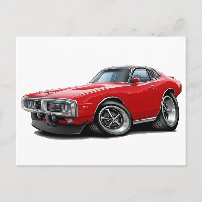 1973-74 Charger Red-Black SE Car Postkarte (Vorderseite)