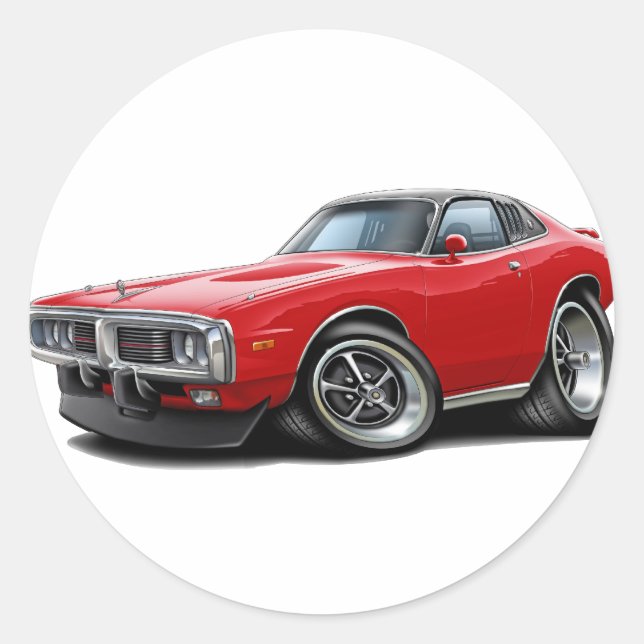 1973-74 Ladegerät Red-Black SE Car Runder Aufkleber (Vorderseite)