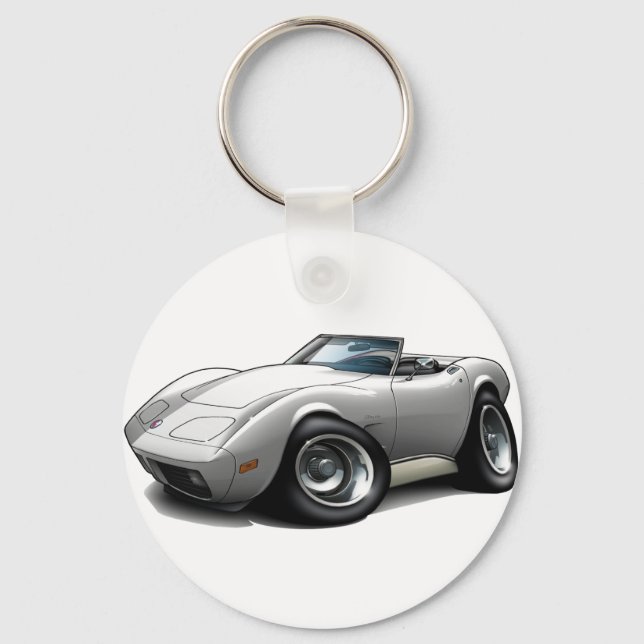 1973-76 Corvette White Convertible Schlüsselanhänger (Vorderseite)