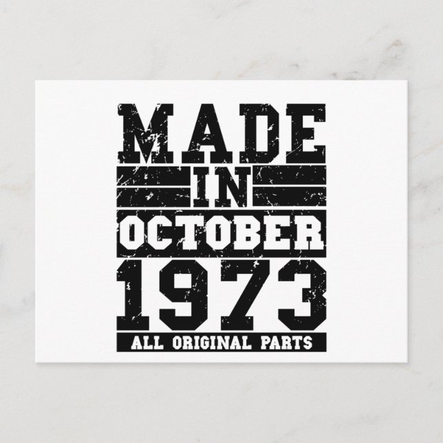 1973 Geburtstag Oktober Vintages Sprichwort Postkarte (Vorderseite)
