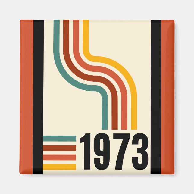 1973 Retro Streifen Vintag 50. Geburtstag Magnet (Vorne)