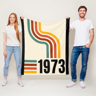 1973 Retro Stripe Rainbow Vintage Poster Blanket Fleecedecke