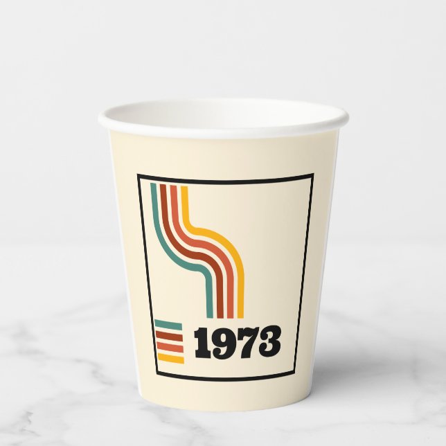 1973 Retro Vintage Poster Geburtstag oder Wiederse Pappbecher (Rückseite)
