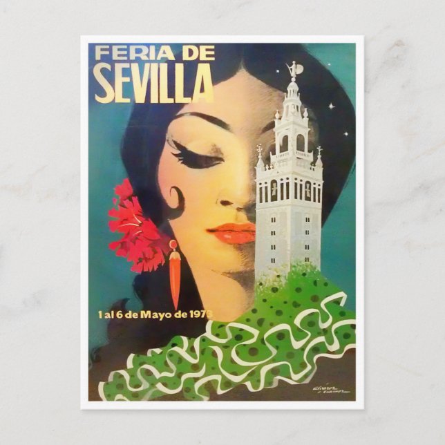 1973 Sevilla Feria de Sevilla Vintag Postkarte (Vorderseite)