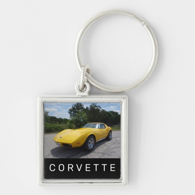 1973 Yellow Corvette Classic Style Schlüsselanhänger (Vorne)