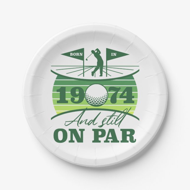 1974 50. Birthday Golf Spaß Pappteller (Vorderseite)