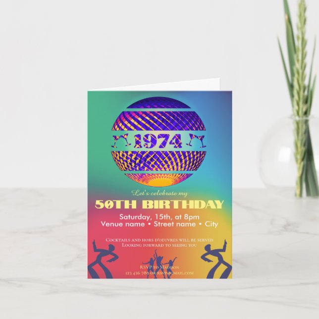 1974 50e invitation à la fête d'anniversaire (Devant)