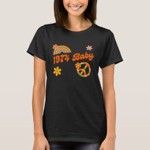1974 Baby Retro Blume Friedenssignatur Hippie C T-Shirt