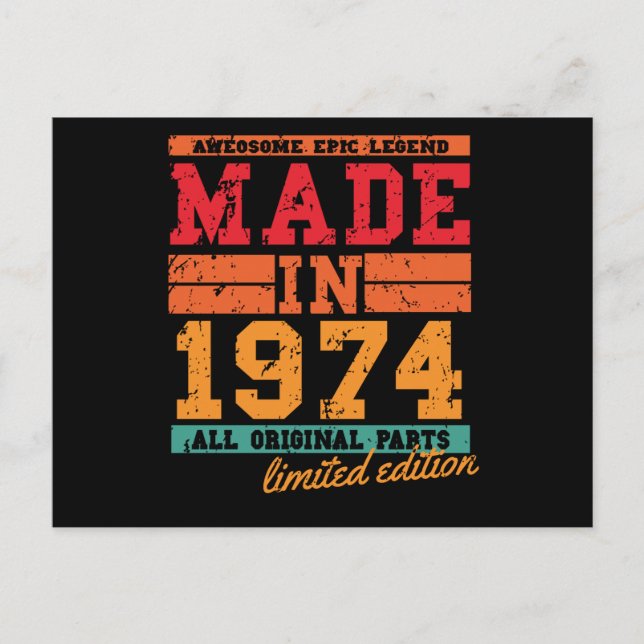 1974 Geburtstag Vintages Sprichwort Postkarte (Vorderseite)