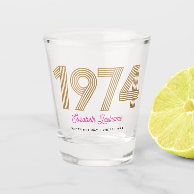1974 Gold et rose 50e Anniversaire verre de tir (Devant)