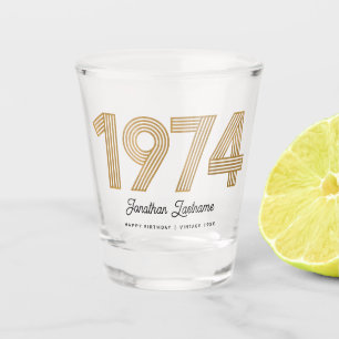1974 Gold und Schwarz 50. Geburtstag Schnapsglas