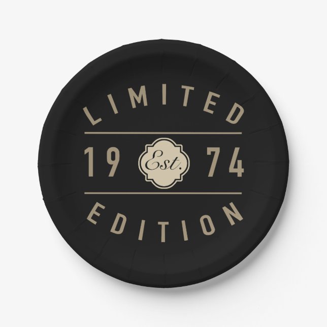 1974 Limited Edition 50. Geburtstag Pappteller (Vorderseite)