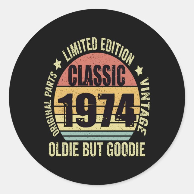 1974 Oldie aber ist 49. Runder Aufkleber (Vorderseite)