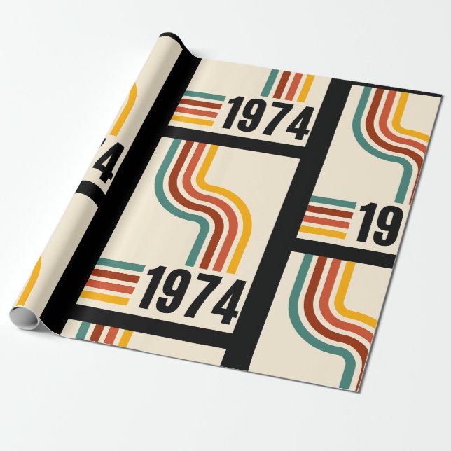 1974 Retro Vintage Poster 50. Geburtstag Geschenkpapier (Ungerollt)