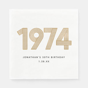1974 White Black Gold 50. Geburtstag Serviette