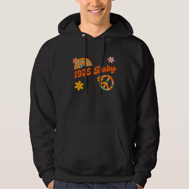 1975 Baby Retro Flowers Peace Sign Groovy Hippie C Hoodie (Vorderseite)