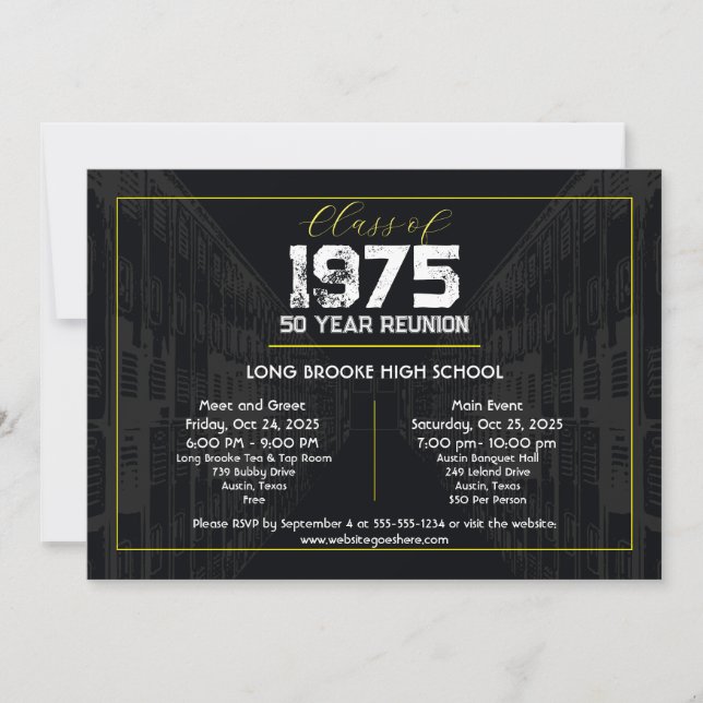 1975 Class Wiedersehen Elegant Black - 50 Jahre Wi Einladung (Vorderseite)