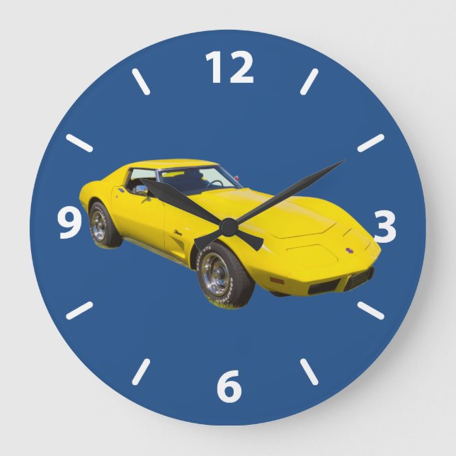1975 Corvette Stingray Sports Car Große Wanduhr (Vorderseite)