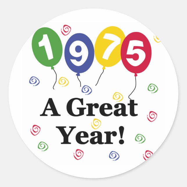 1975 ein großartiges Jahr zum Geburtstag Runder Aufkleber (Vorderseite)
