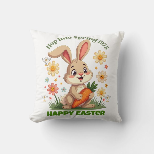 1975 Retro Spring Bunny Kissen (Vorderseite)