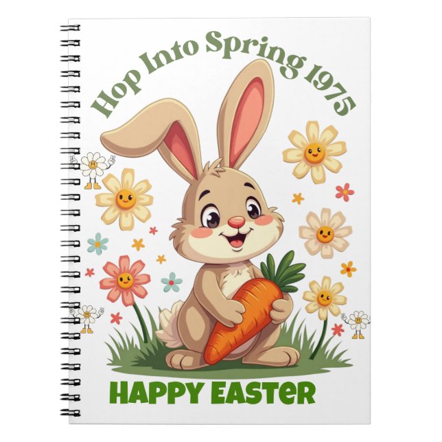 1975 Retro Spring Bunny Notizblock (Vorderseite)