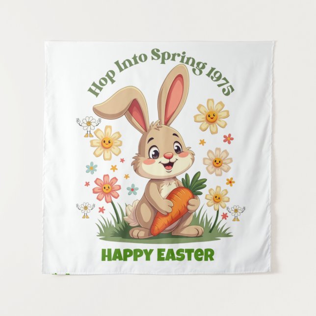 1975 Retro Spring Bunny Wandteppich (Vorderseite)