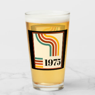 1975 Retro-Streifen-Vintage-Plakat 50. Geburtstag Glas