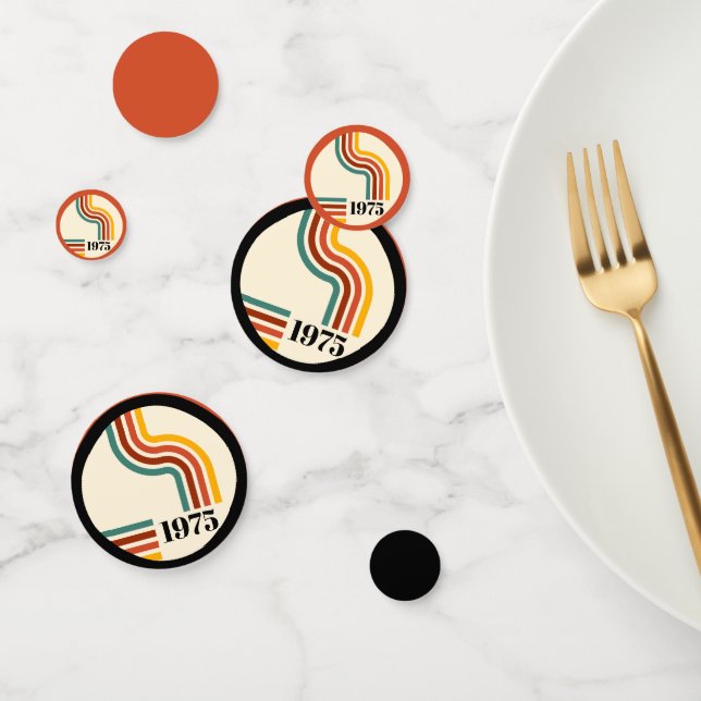 1975 Retro Stripe Vintag Orange Konfetti (Gruppe)