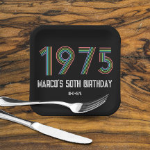 1975 Retro Vintag Rainbow Numeral 50.