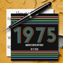 1975 Retro Vintager Regenbogen 50. Geburtstag Schw
