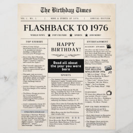 1976 Mock Newspaper Birthday Paper Sheet