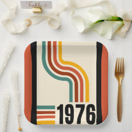 1976 Retro-Streifen Vintag Pappteller